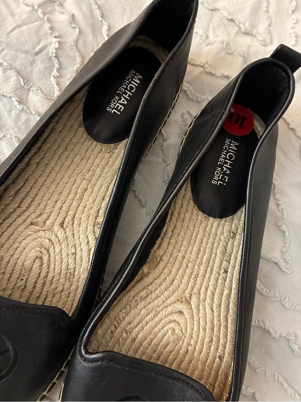 Michael Kors Dylyn Espadrille Size 10 M Black Leather Upper Flat Women’s Shoes - Picture 3 of 8